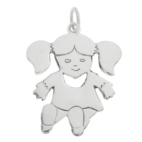 Colgante niña con coletas Plata de Ley 925