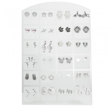 Expositor 24 pares de pendientes surtidos Plata de Ley - Karissma