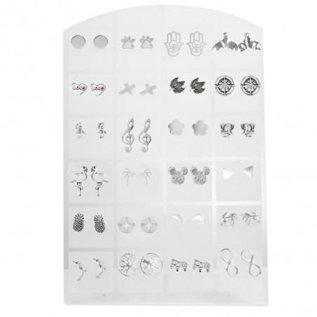 Expositor 24 pares de pendientes surtidos Plata de Ley - Karissma