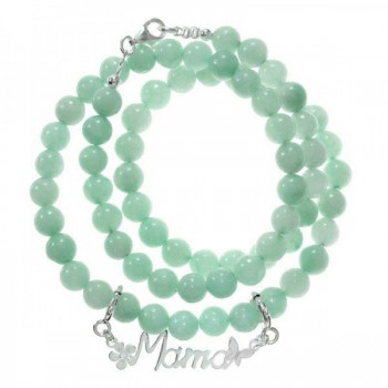 Collar de amazonita con colgante Mamá Plata de Ley 925