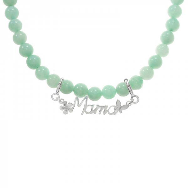 Collar de amazonita con colgante Mamá Plata de Ley 925