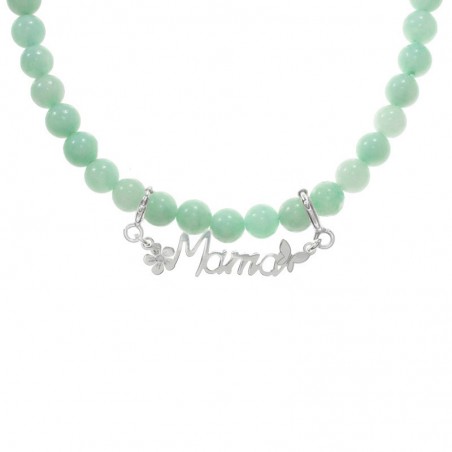 Collar de amazonita con colgante Mamá Plata de Ley 925