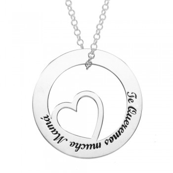 Collar con corazón y texto personalizado Plata de Ley - Karissma