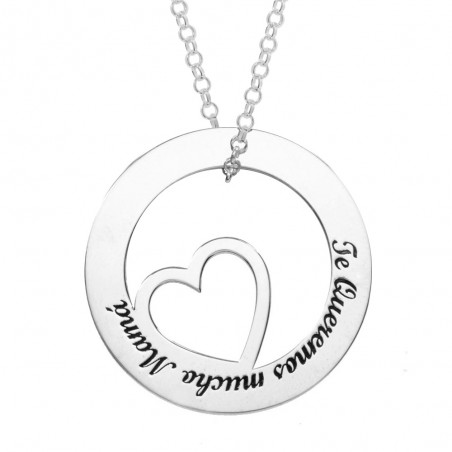 Collar con corazón y texto personalizado Plata de Ley - Karissma
