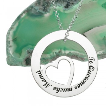 Collar con corazón y texto personalizado Plata de Ley - Karissma 2
