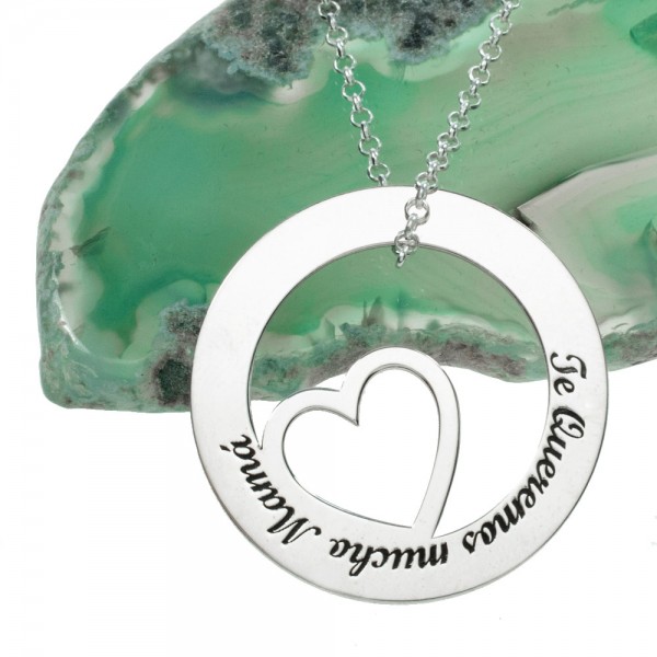 Collar con corazón y texto personalizado Plata de Ley - Karissma