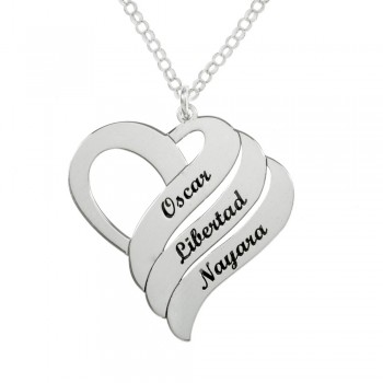 Collar corazón 1-3 nombres personalizado Plata de Ley - Karissma