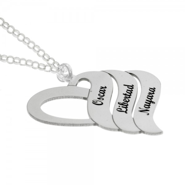 Collar corazón 1-3 nombres personalizado Plata de Ley - Karissma