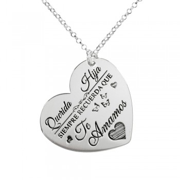 Collar corazón con mensaje personalizado Plata de Ley - Karissma