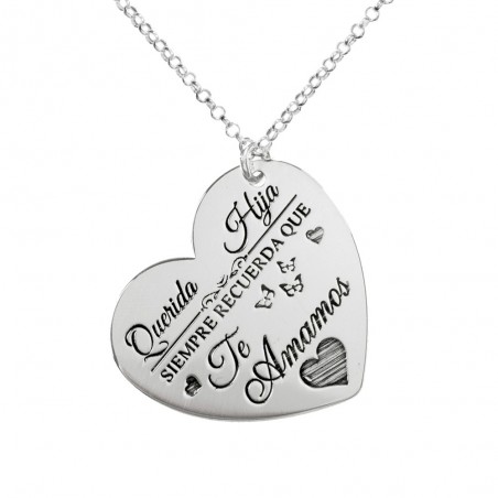 Collar corazón con mensaje personalizado Plata de Ley - Karissma