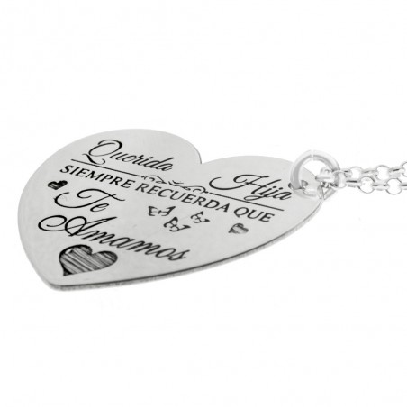 Collar corazón con mensaje personalizado Plata de Ley - Karissma