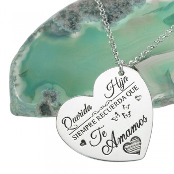 Collar corazón con mensaje personalizado Plata de Ley - Karissma 2