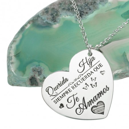 Collar corazón con mensaje personalizado Plata de Ley - Karissma