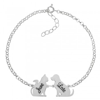 Pulsera perro y gato con nombres personalizados Plata de Ley - Karissma