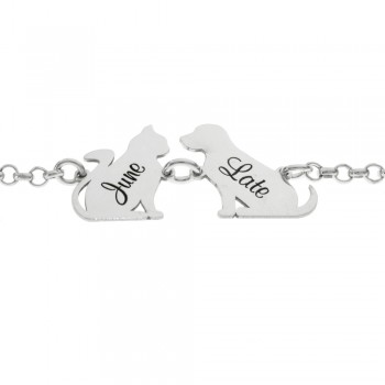 Pulsera perro y gato con nombres personalizados Plata de Ley - Karissma 2