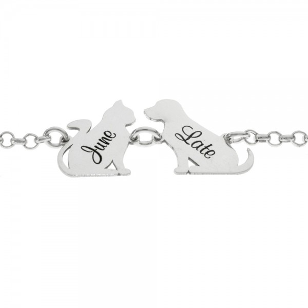 Pulsera perro y gato con nombres personalizados Plata de Ley - Karissma