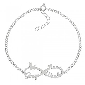 Pulsera infinito 1-3 nombres de mascota personalizados Plata de Ley - Karissma