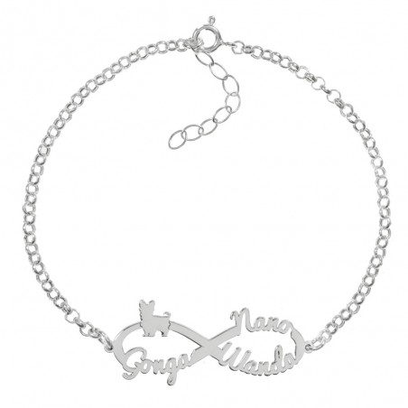 Pulsera infinito 1-3 nombres de mascota personalizados Plata de Ley - Karissma