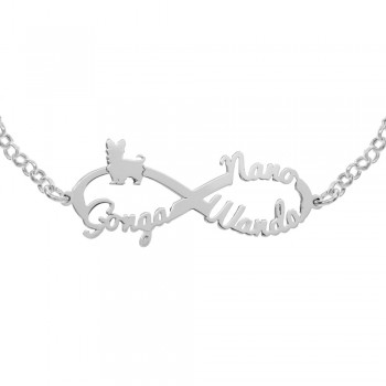 Pulsera infinito 1-3 nombres de mascota personalizados Plata de Ley - Karissma 2
