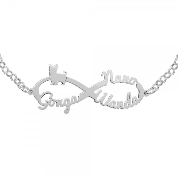 Pulsera infinito 1-3 nombres de mascota personalizados Plata de Ley - Karissma