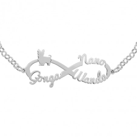 Pulsera infinito 1-3 nombres de mascota personalizados Plata de Ley - Karissma