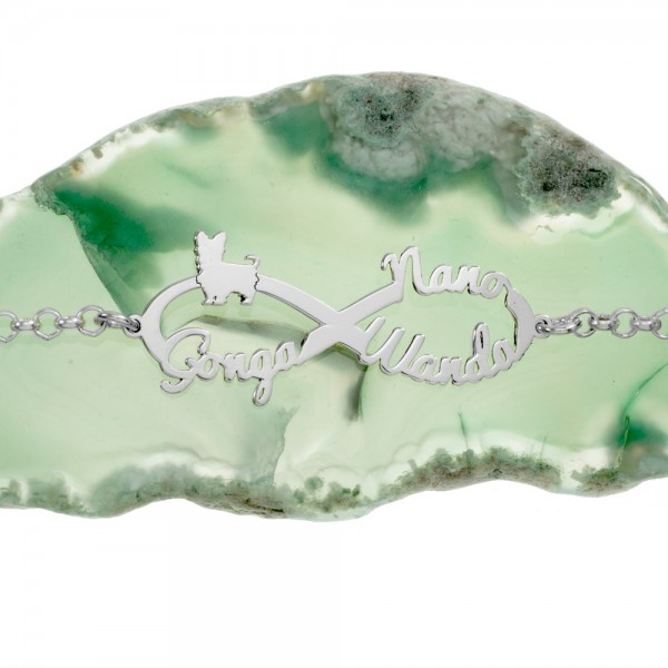 Pulsera infinito 1-3 nombres de mascota personalizados Plata de Ley - Karissma