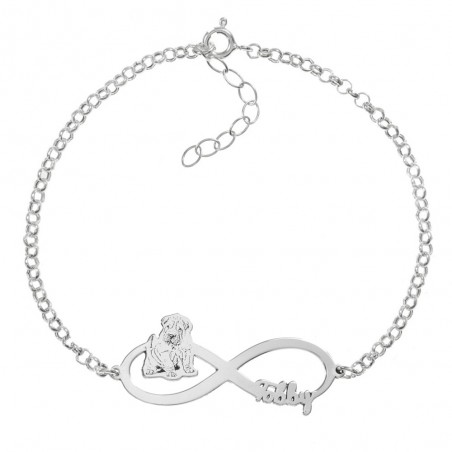 Pulsera infinito con perro y nombre personalizado Plata de Ley - Karissma