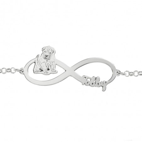 Pulsera infinito con perro y nombre personalizado Plata de Ley - Karissma