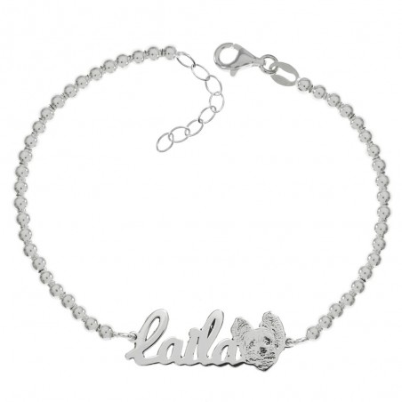 Pulsera con perro y nombre personalizado Plata de Ley - Karissma