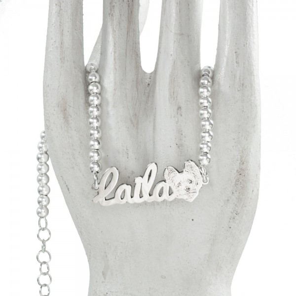 Pulsera con perro y nombre personalizado Plata de Ley - Karissma