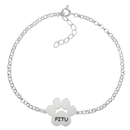 Pulsera huella de perro con nombre Plata de Ley - Karissma