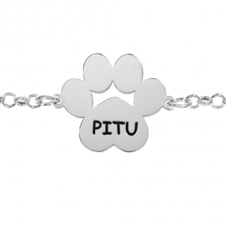 Pulsera huella de perro con nombre Plata de Ley - Karissma