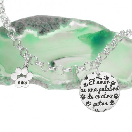 Pulsera doble colgante con nombre y mensaje Plata de Ley - Karissma