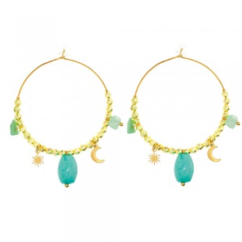 Pendientes aro con abalorios acero bañado en Oro - Karissma