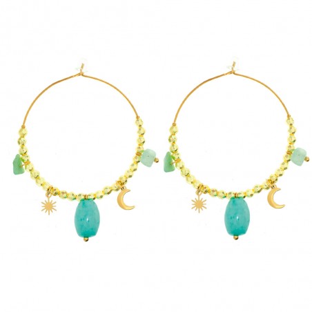 Pendientes aro con abalorios acero bañado en Oro - Karissma