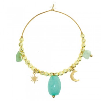 Pendientes aro con abalorios acero bañado en Oro - Karissma 2