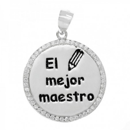 Colgante El mejor maestro Plata de Ley lisa