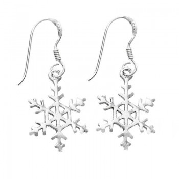 Pendientes largos copo de nieve Plata de Ley 925