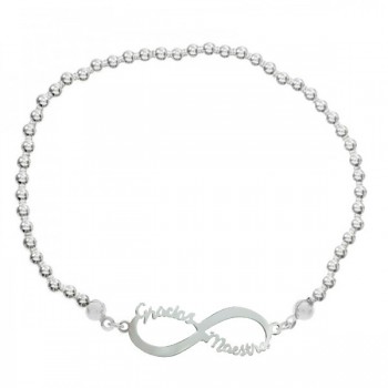 Pulsera bolitas infinito Gracias Maestra Plata de Ley - Karissma