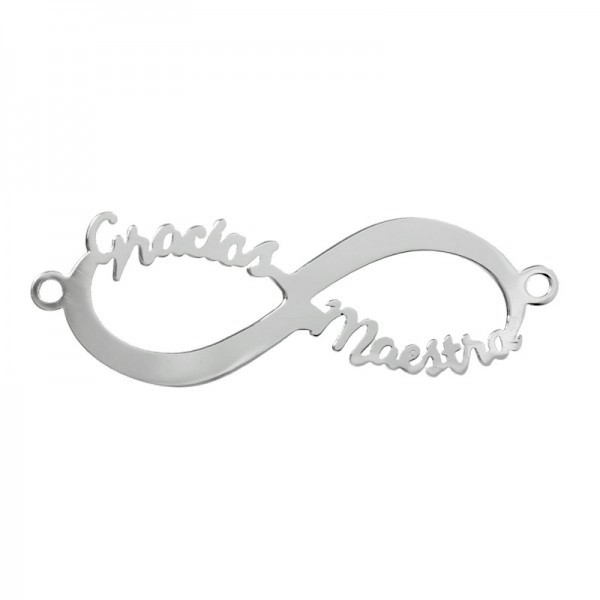 Pulsera bolitas infinito Gracias Maestra Plata de Ley - Karissma
