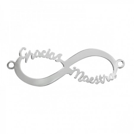 Pulsera bolitas infinito Gracias Maestra Plata de Ley - Karissma