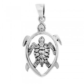 Colgante doble tortuga Plata de Ley