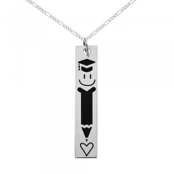 Colgante vertical profe doble cara Plata de Ley - Karissma