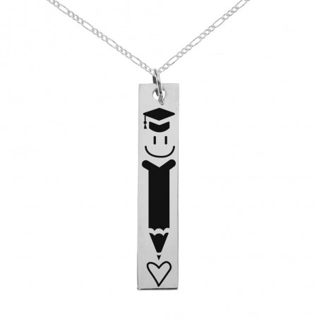 Colgante vertical profe doble cara Plata de Ley - Karissma