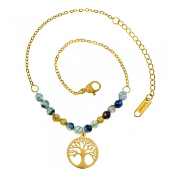 Tobillera árbol de la vida acero y piedras acero - Karissma