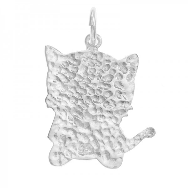 Colgante gato plano Plata de Ley