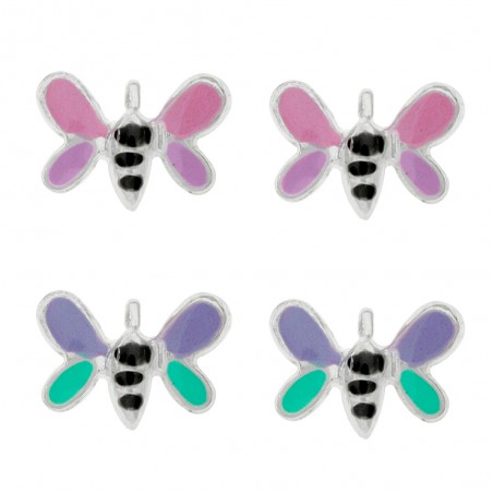 Pendientes mariposa esmaltada Plata de Ley - Karissma