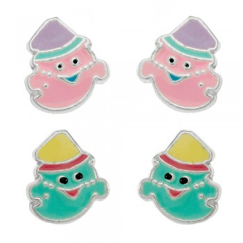 Pendientes XS fantasma esmaltado Plata de Ley - Karissma