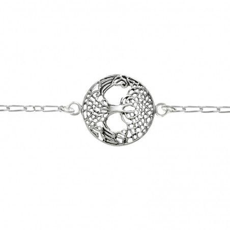 Pulsera entrepieza árbol de la vida Plata de Ley