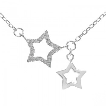 Collar ajustable con doble estrella Plata de Ley